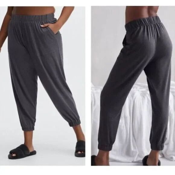 Fabletics RestoreKnit High Rise Tapered Lounge Jogger Pant Pewter Gray L - Picture 1 of 6